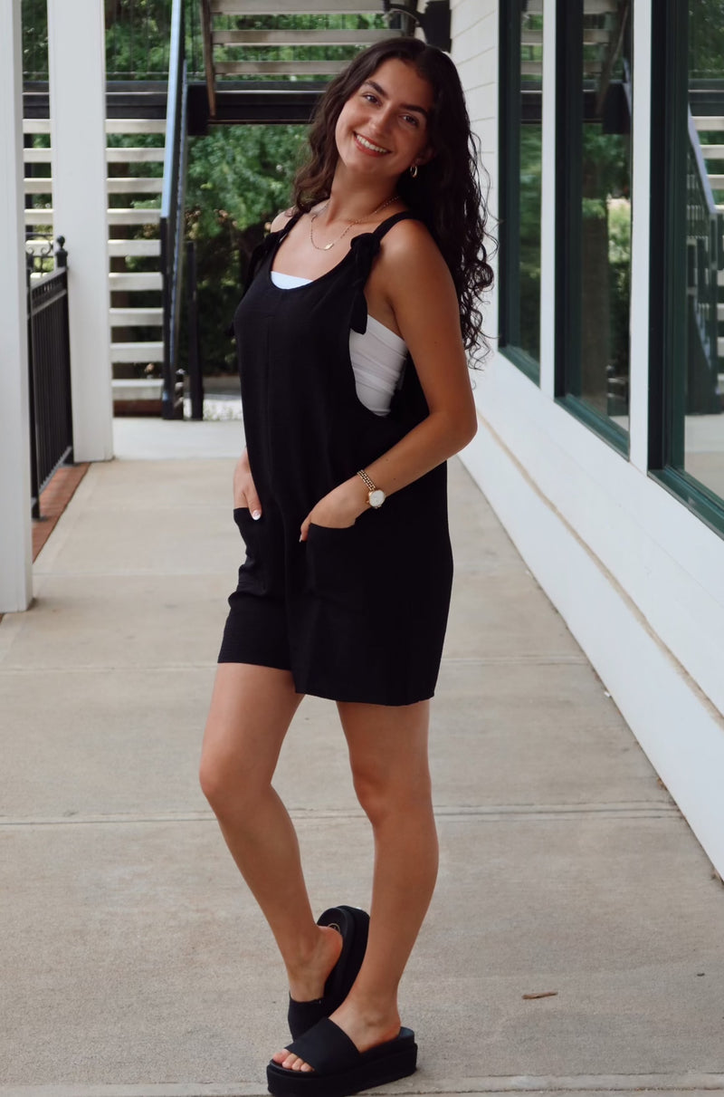 Black Knot Tie Romper